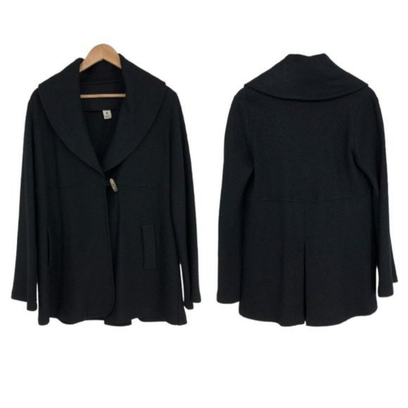 HATCH Maternity Black Wool blend Exaggerated Collar Toggle Cape Coat Med - Picture 1 of 15
